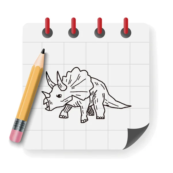 トリケラトプス恐竜落書きベクトル図 — ストックベクタ