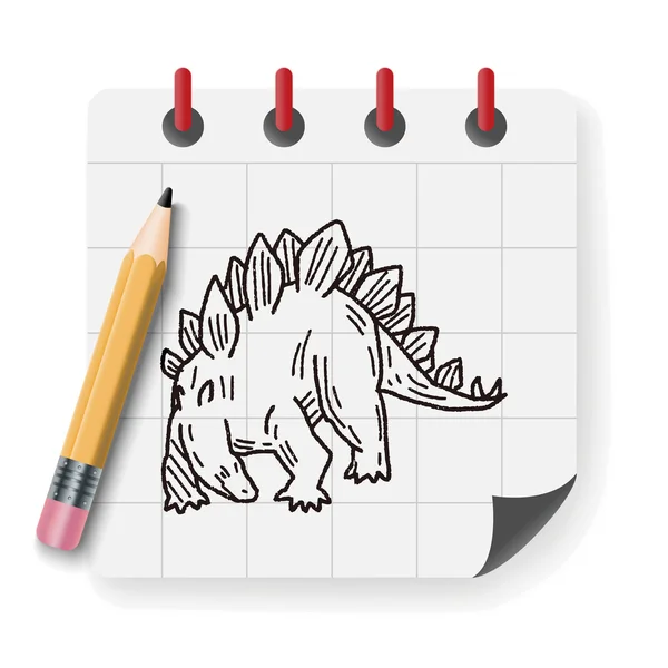 Stegosaurus Dinosaurier Doodle Vektor Illustration — Stockvektor