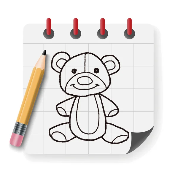 Doodle Teddy illustrazione vettoriale — Vettoriale Stock