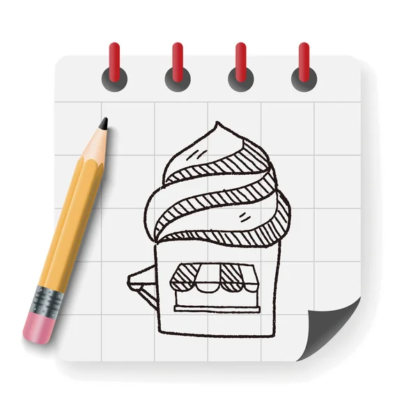 Παγωτό κατάστημα doodle διανυσματικά εικονογράφηση — Διανυσματικό Αρχείο