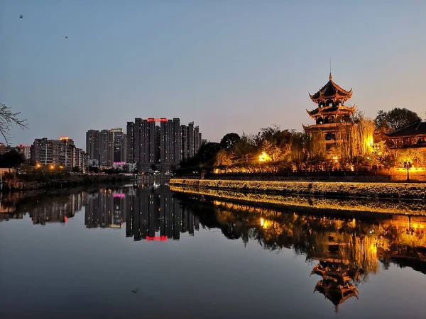 Coucher Soleil Chengdu Chine — Photo