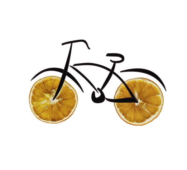 Conceito de estilo de vida saudável - bicicleta com roda laranja — Fotografia de Stock