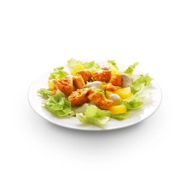 Тарелка с мясом и салатом — стоковое фото