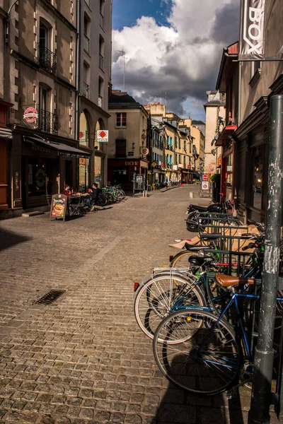 Jízdní Kola Historickém Centru Rennes Bretania Francie — Stock fotografie