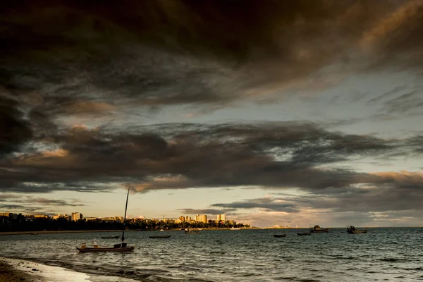 Sunset Tourist Boats Beach Maceio Brazil — стоковое фото