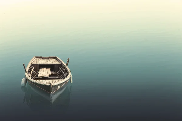 Canoa flotando en el agua tranquila — Foto de Stock