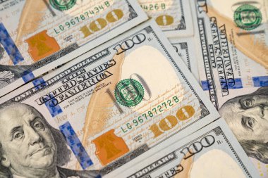 100 Amerikan doları. Banknotlardan arkaplan.