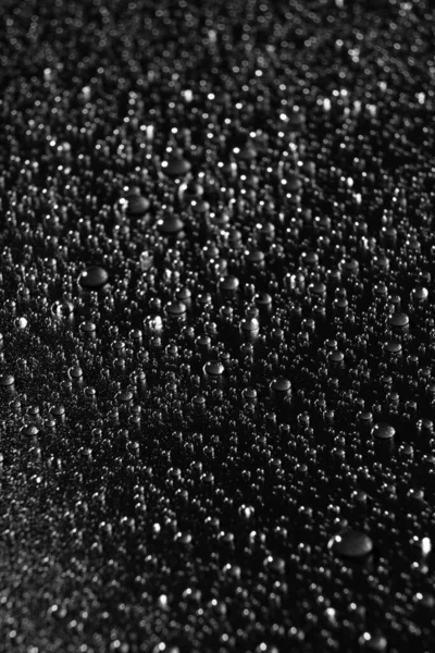 Капли Воды Черном Фоне Текстура Роса Поверхности Увлажняющий Капли После — стоковое фото