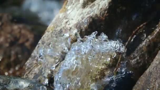Clean, glacial drinking water flows down from the mountains — Stock Footage Clean Glacial Drinking Water Flows Mountains Royalty Free Stock Footage
