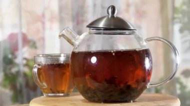 Çaydanlık kapakla kaplı.