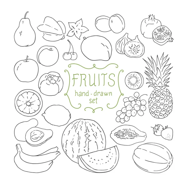 Dessin à la main fruits ensemble. Illustration vectorielle . — Image vectorielle