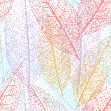 Dikişsiz desen yaprak yumuşak tonlarda. Vektör