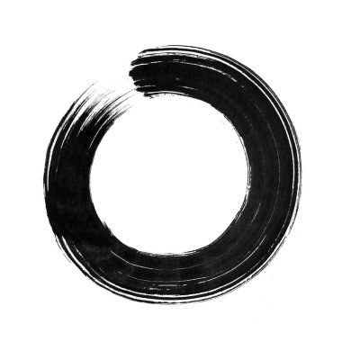 Yuvarlak mürekkep darbesi. Şekil, çerçeve, arka plan beyaza izole edilmiş. Grunge kir, leke, sprey, damla lekesi sıçratır. Fırçayla elle çizilmiş
