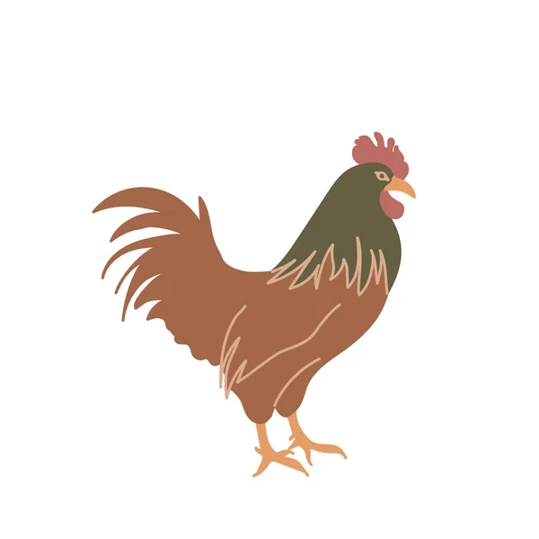 Gallo en estilo plano de color. Para el logotipo, iconos, emblemas, plantilla, insignias. Ilustración vectorial — Archivo Imágenes Vectoriales