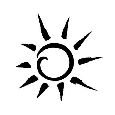 Güneş İşareti, elle siyah mürekkeple çizilmiş.. 