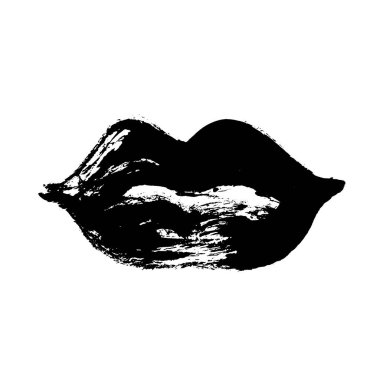 Dudak İşareti, elle siyah mürekkeple çizilmiş. Bir vuruş tekniği.