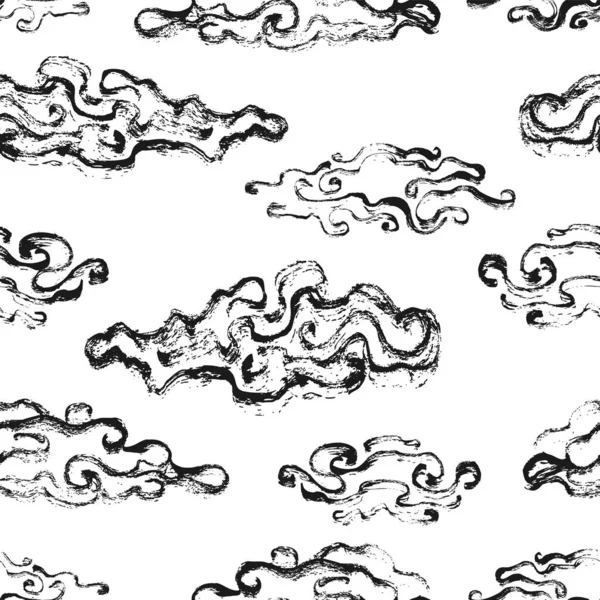 雲手描きインクのシームレスなパターン. — ストックベクタ