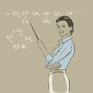 The chemistry teacher at school clipart