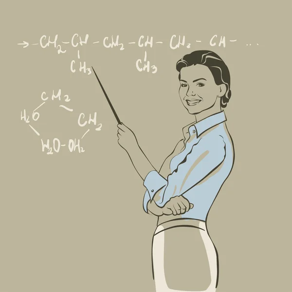 Kimya öğretmeni okulda — Stok Vektör