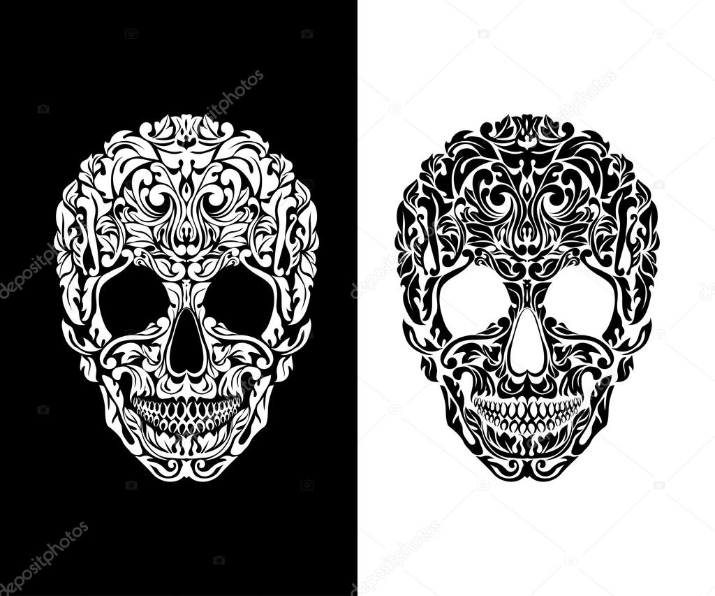 Skull of floral shapes. Vector illustration