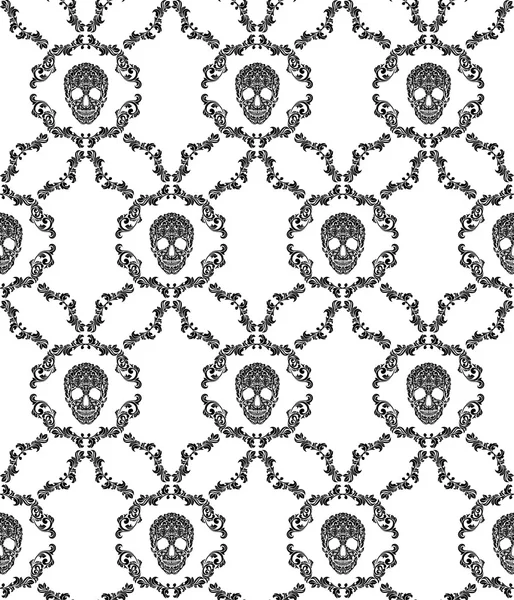 Skull ornamental seamless pattern. Vector illustration — Stock Vector