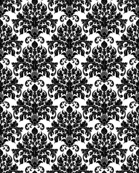 Damas vintage motif de fond floral. Illustration vectorielle — Image vectorielle