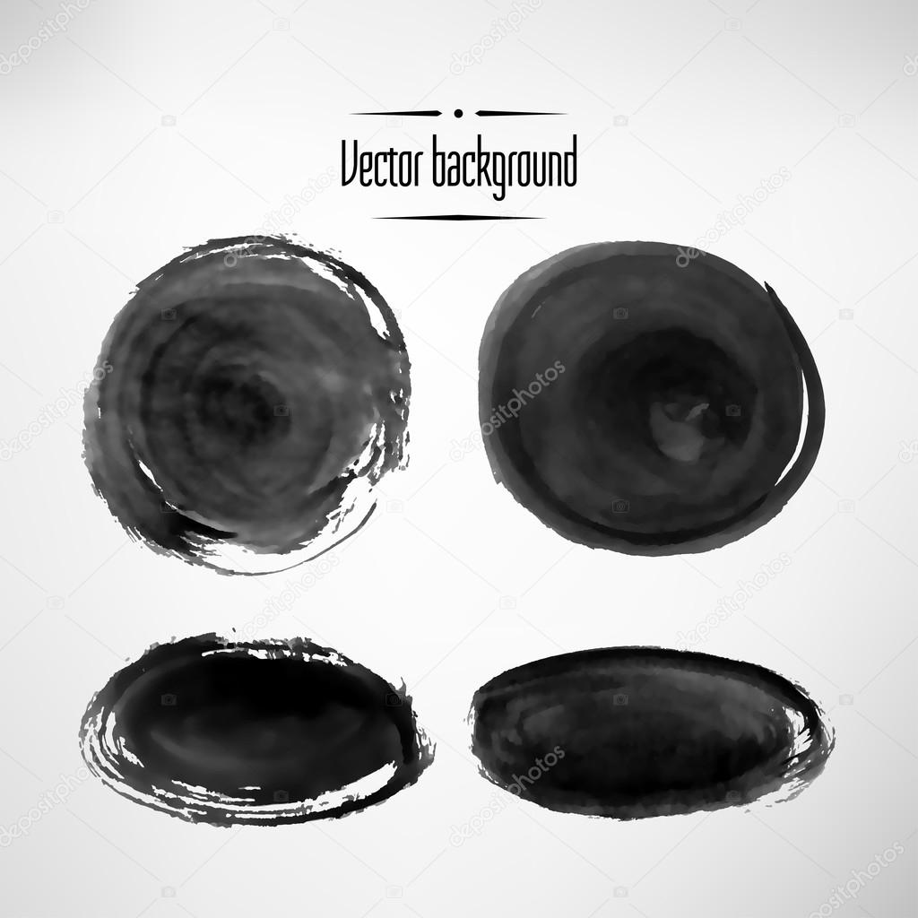 Abstract circle background black ink set. Vector illustration