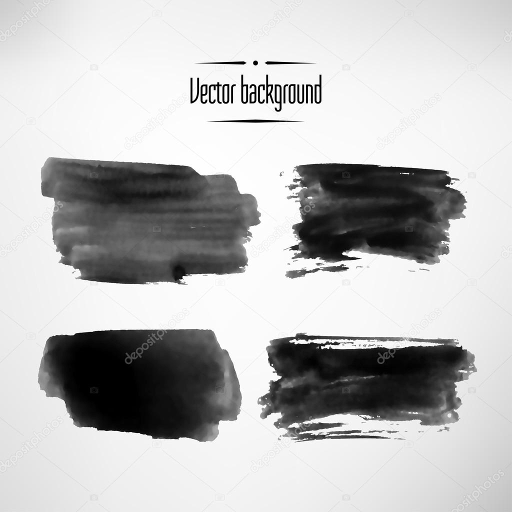 Abstract background black ink vector element set. Vector illustration