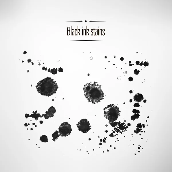 Manchas de tinta negra. Conjunto de elementos vectores . — Vector de stock