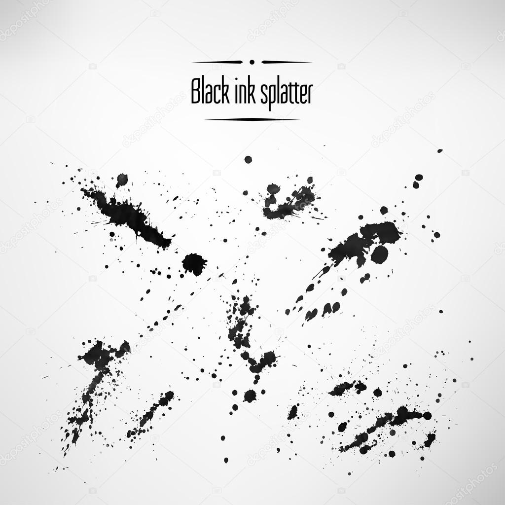 Black ink splatter. Vector element set.