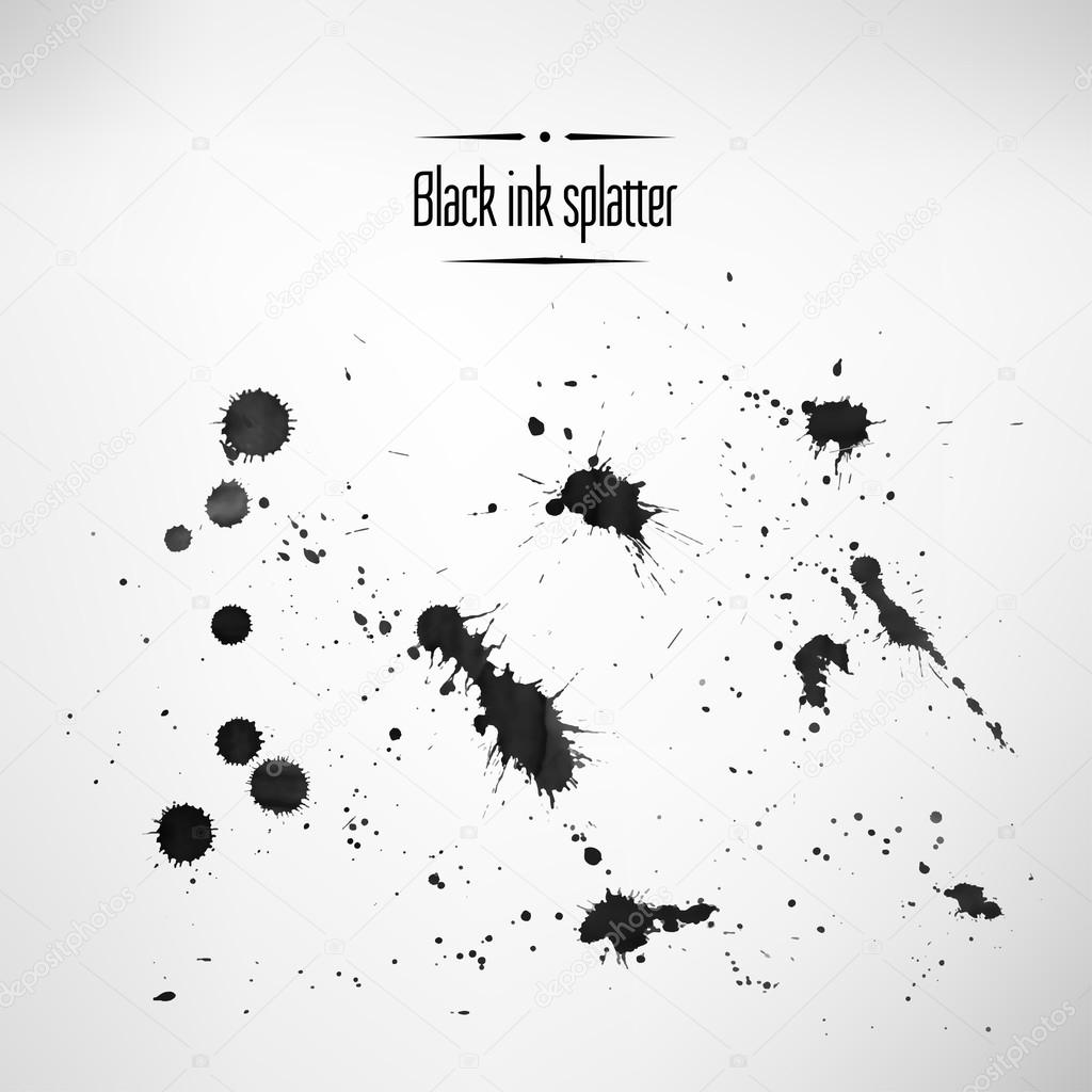 Black ink splatter. Vector element set.