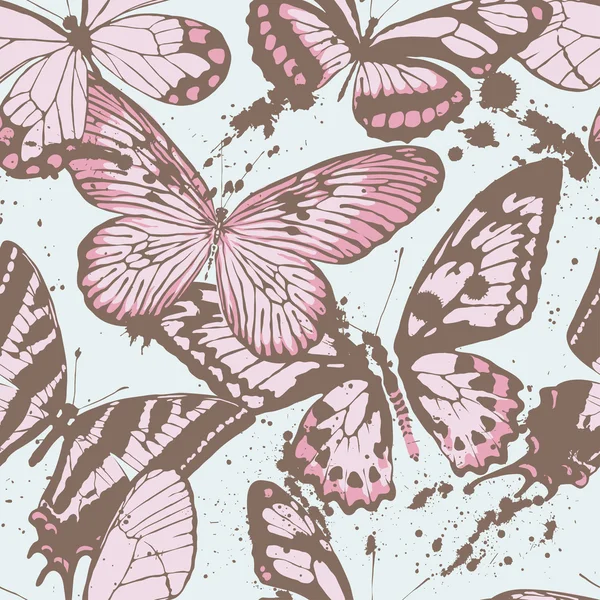 Patrón sin costuras con mariposas. Vector — Archivo Imágenes Vectoriales