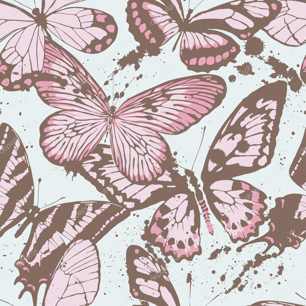 Seamless pattern with butterflies. Vector
