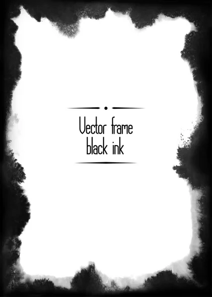 Handmade black ink frame painted by brush. Vector illustration — Stock Vector