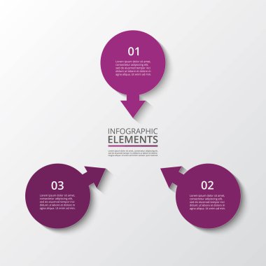 Ticari verileriniz için 3 seçenek, parça, adım veya süreç içeren bilgi tasarım ögeleri.