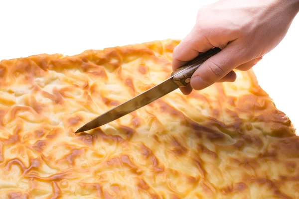 El ile bir bıçak geleneksel Türk pasta kesme