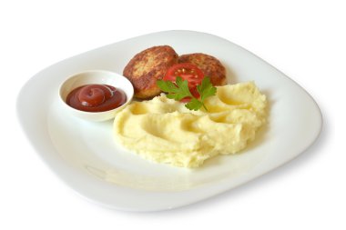 Püresi patates köfte ve sos ile