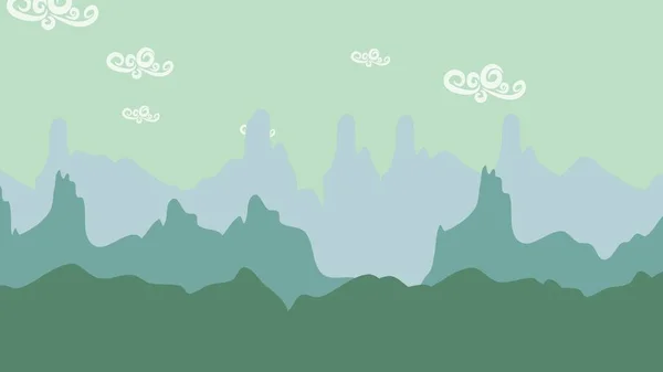 Cartoon background with mountain and clouds, abstract backdrop. Luxury and elegant 3D illustration of cartoon or kids theme