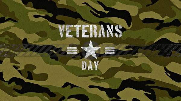 Text Veterans Day on military background. Elegant and luxury 3d illustration for military and warfare template