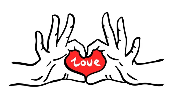Руки в форме сердца. Векторная иллюстрация. День Святого Валентина. На изолированном белом фоне — стоковый вектор