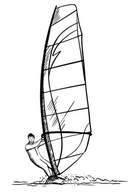 Rüzgar sörfü skeci. Şeffaflık Örgütü Arkaplan Tasarımı. Vektör İllüstrasyonu.