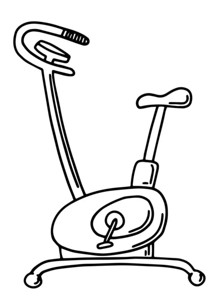 Boceto de una máquina de gimnasio hecho a mano bicicleta estática vector ilustración. estilo garabato. gimnasio — Vector de stock