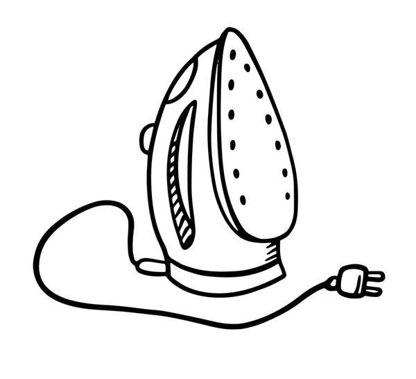 Doodle alisando o ícone de ferro no vetor. Um ícone de ferro desenhado à mão em um vetor isolado no branco. estilo doodle —  Vetores de Stock