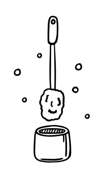 Vector mão desenhada WC escova esboço doodle ícone. Desenho de escova de toalete ilustração para impressão, web, móvel e infográficos isolados em fundo branco. — Vetor de Stock