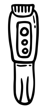 Elektrikli traş makinesinin vektör çizimi. Berber dükkanı için, berber dükkanı için. Karalamalar. el çizimi