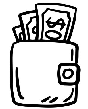 Vektör olarak Doodle çanta simgesi. El çizimi cüzdan ikonu. Vektör içinde izole karalama çantası illüstrasyonu