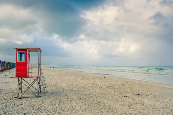 lifeguard hut on muizenberg beach, cape town, south africa