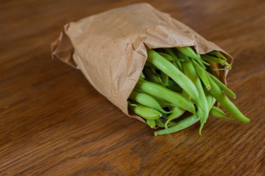 Paper bag of Green beans clipart