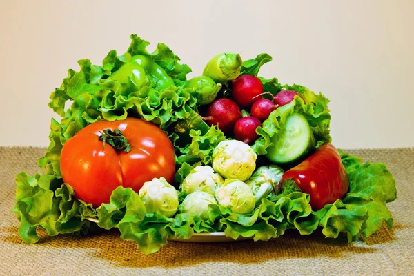 Stillleben von frischem Gemüse auf einem Teller — Stockfoto