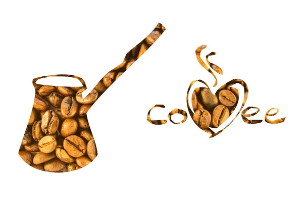 Cezve と碑文コーヒー コーヒー豆で作られて — ストック写真